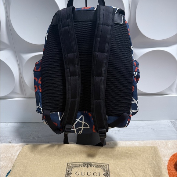 Gucci GG Supreme Ghost Navy Blue with Red and White accentsGraphic Logo Backpack - Picture 2 of 9